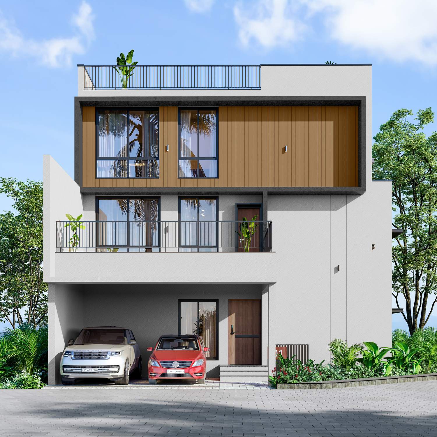 Modern villa elevation